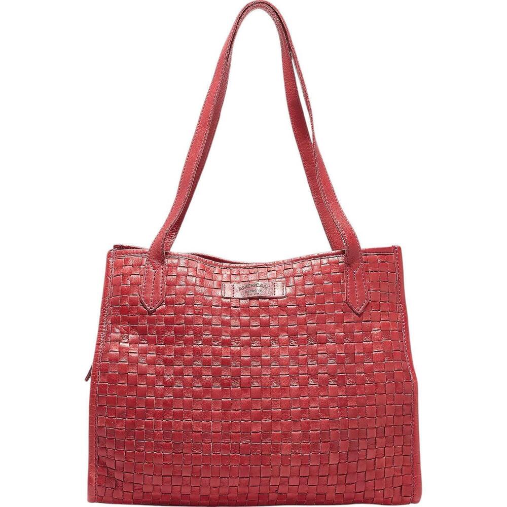 American Leather Co. Sandy Washed Triple Entry Satchel Amaranth Red